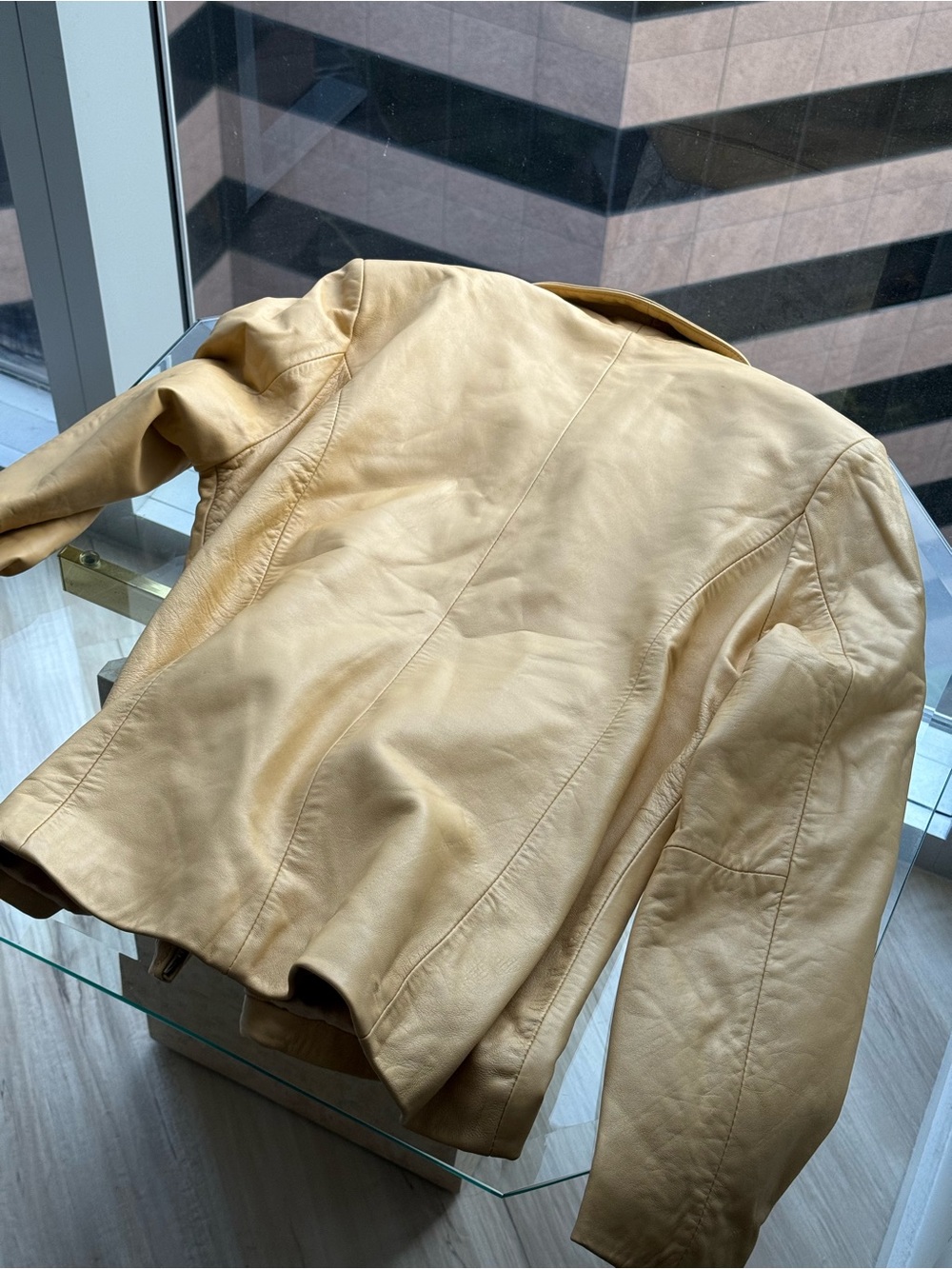 Wilsons Leather Mustard Yellow Zip Collar Jacket - Picture 7 of 7